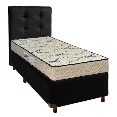 Cama + Box Preto E Colchão D33 Solteiro - Maxsono Paropas + Cabeceira