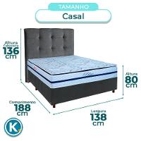 Cama + Box Blindado E Colchão Molas Ensacadas Casal - Blue Paropas + Cabeceira - 3