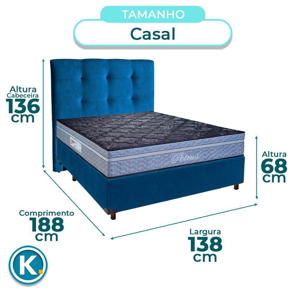 Cama + Box Azul E Colchão Molas Ensacadas Casal - Petrus Paropas + Cabeceira - 5