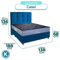 Cama + Box Azul E Colchão Molas Ensacadas Casal - Petrus Paropas + Cabeceira - 5