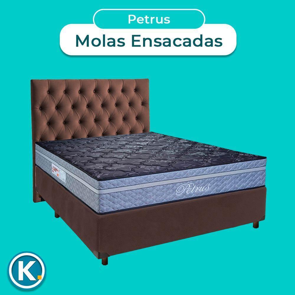 Cama + Box Marrom E Colchão Molas Ensacadas Casal - Petrus Paropas + Cabeceira - 4