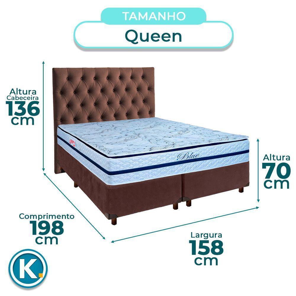Cama + Box Marrom E Colchão Molas Ensacadas Queen - Blue Paropas + Cabeceira - 3