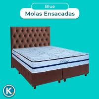 Cama + Box Marrom E Colchão Molas Ensacadas Queen - Blue Paropas + Cabeceira