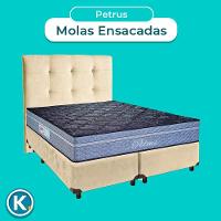 Cama + Box Blindado E Colchão Molas Ensacadas Casal - Petrus Paropas + Cabeceira