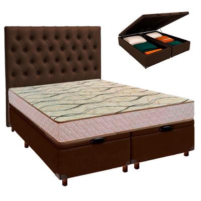 Cama + Bau Blindado E Colchão D33 Casal - Maxsono Paropas + Cabeceira