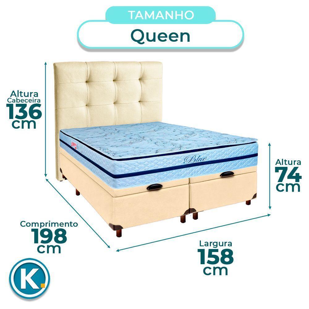 Cama + Bau Blindado E Colchão Molas Ensacadas Queen - Blue Paropas + Cabeceira - 3
