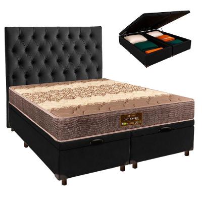 Cama + Bau Blindado E Colchão D26 Queen - Ortophedic Sankonfort + Cabeceira