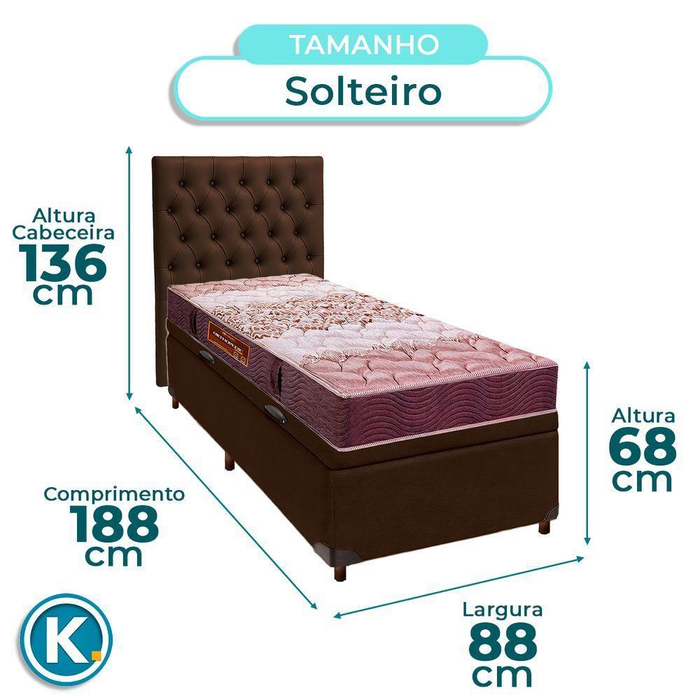 Cama + Bau Marrom E Colchão D26 Solteiro - Ortophedic Sankonfort + Cabeceira - 3
