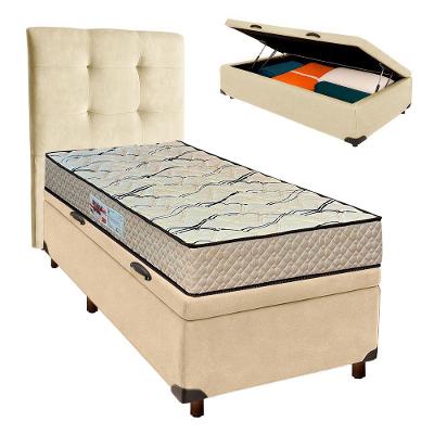 Cama + Bau Perola E Colchão D33 Solteiro - Maxsono Paropas + Cabeceira