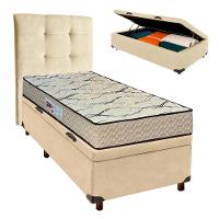 Cama + Bau Perola E Colchão D33 Solteiro - Maxsono Paropas + Cabeceira - 1