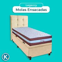 Cama + Bau Perola E Colchão Molas Ensacadas Solteiro - Legaccy Paropas + Cabeceira