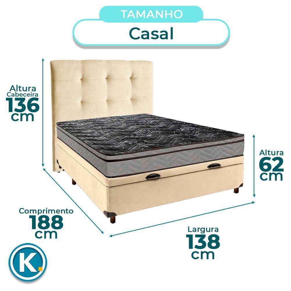 Cama + Bau Perola E Colchão D28 Casal - Conforto Paropas + Cabeceira - 3