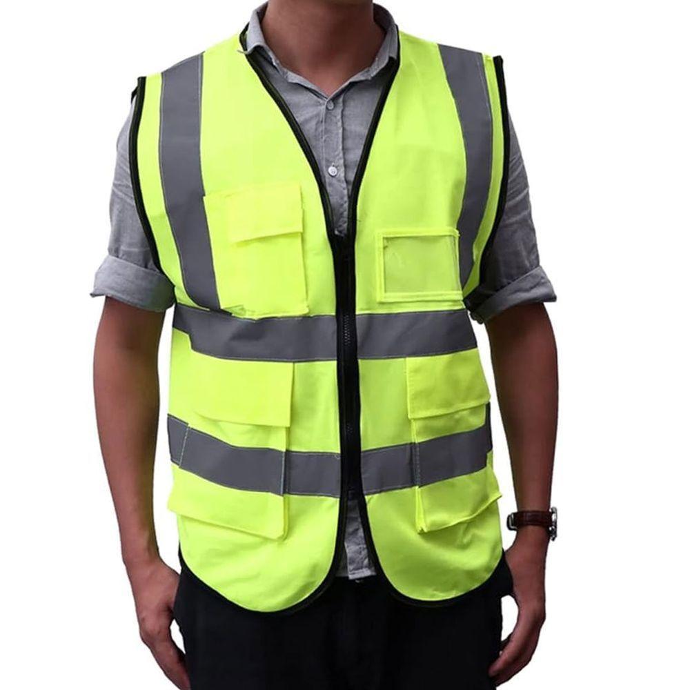 Colete Faixa Sinalizador Epi Refletivo Kit 15 Unidades Blusao Fluorescente Obra Bolsos Ziper Segurança - 5