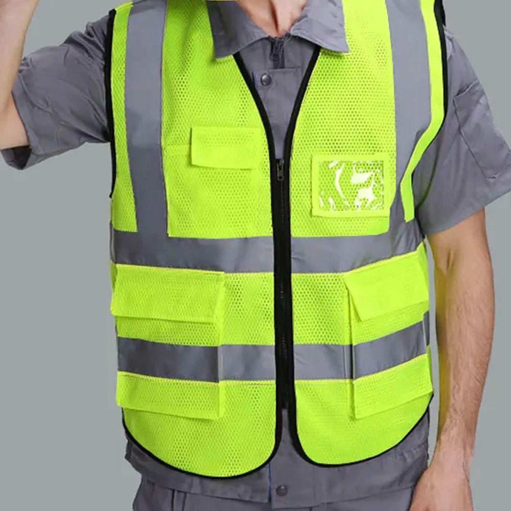 Colete Faixa Sinalizador Epi Refletivo Kit 15 Unidades Blusao Fluorescente Obra Bolsos Ziper Segurança - 6