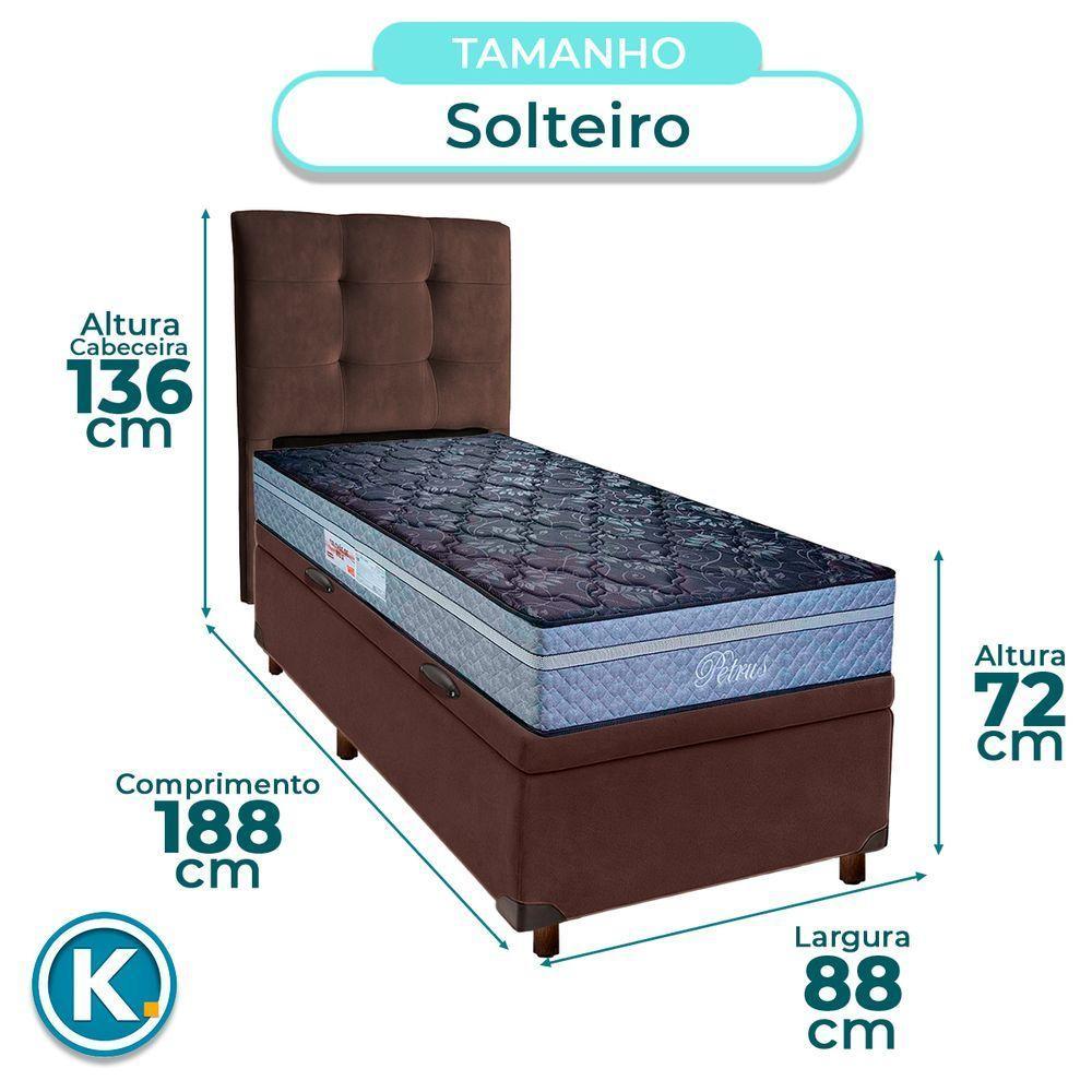 Cama + Bau Blindado E Colchão Molas Ensacadas Solteiro - Petrus Paropas + Cabeceira - 3