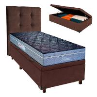 Cama + Bau Blindado E Colchão Molas Ensacadas Solteiro - Petrus Paropas + Cabeceira - 1