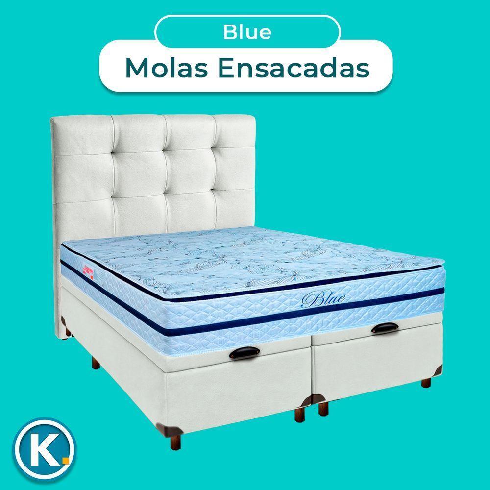 Cama + Bau Blindado E Colchão Molas Ensacadas Casal - Blue Paropas + Cabeceira - 2