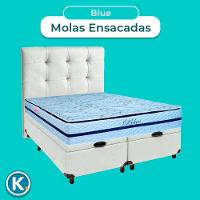 Cama + Bau Blindado E Colchão Molas Ensacadas Casal - Blue Paropas + Cabeceira - 2