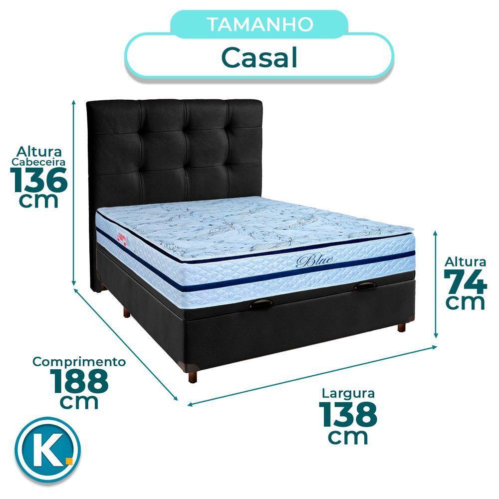 Cama + Bau Blindado E Colchão Molas Ensacadas Casal - Blue Paropas + Cabeceira - 3