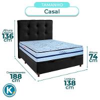 Cama + Bau Blindado E Colchão Molas Ensacadas Casal - Blue Paropas + Cabeceira - 3