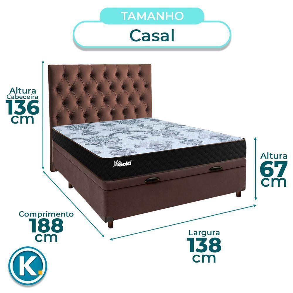 Cama + Bau Blindado E Colchão Molas Ensacadas Casal - Life Gold Paropas + Cabeceira - 3