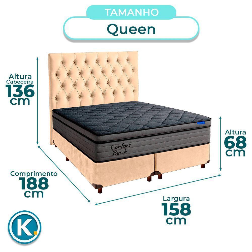 Box Perola + Cabeceira + Colchão Queen Confort Black Ortobom - 3