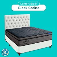 Box Branco + Cabeceira + Colchão Casal Confort Black Ortobom