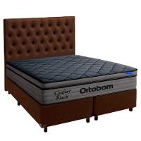 Cama Box Marrom+cabeceira+colchão King Confort Black Ortobom - 1