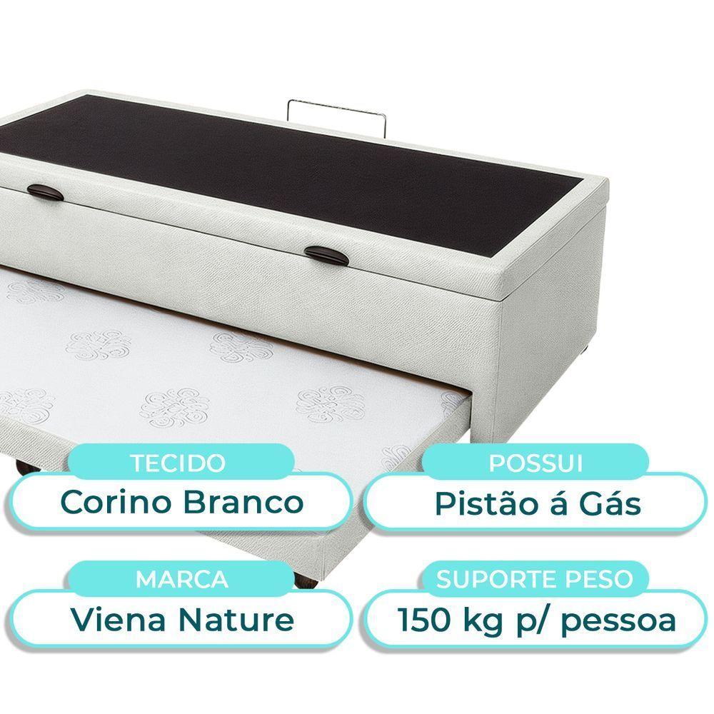Bicama Com Baú Solteiro Viena Nature Branco 88x188 - 2