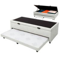 Bicama Com Baú Solteiro Viena Nature Branco 88x188 - 1