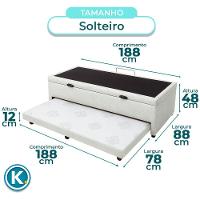 Bicama Com Baú Solteiro Viena Nature Branco 88x188