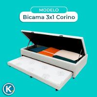 Bicama Com Baú Solteiro Viena Nature Branco 88x188 - 5