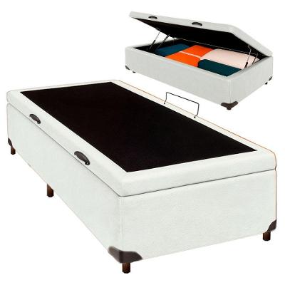 Cama Box Bau Solteirão Blindado Nature Branco 96x203