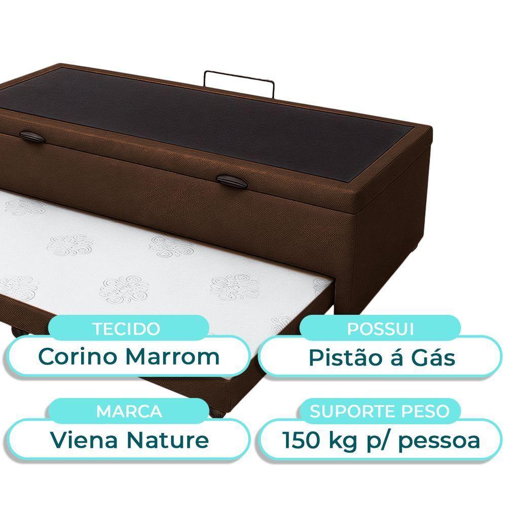 Bicama Com Baú Solteiro Viena Nature Marrom 88x188 - 2