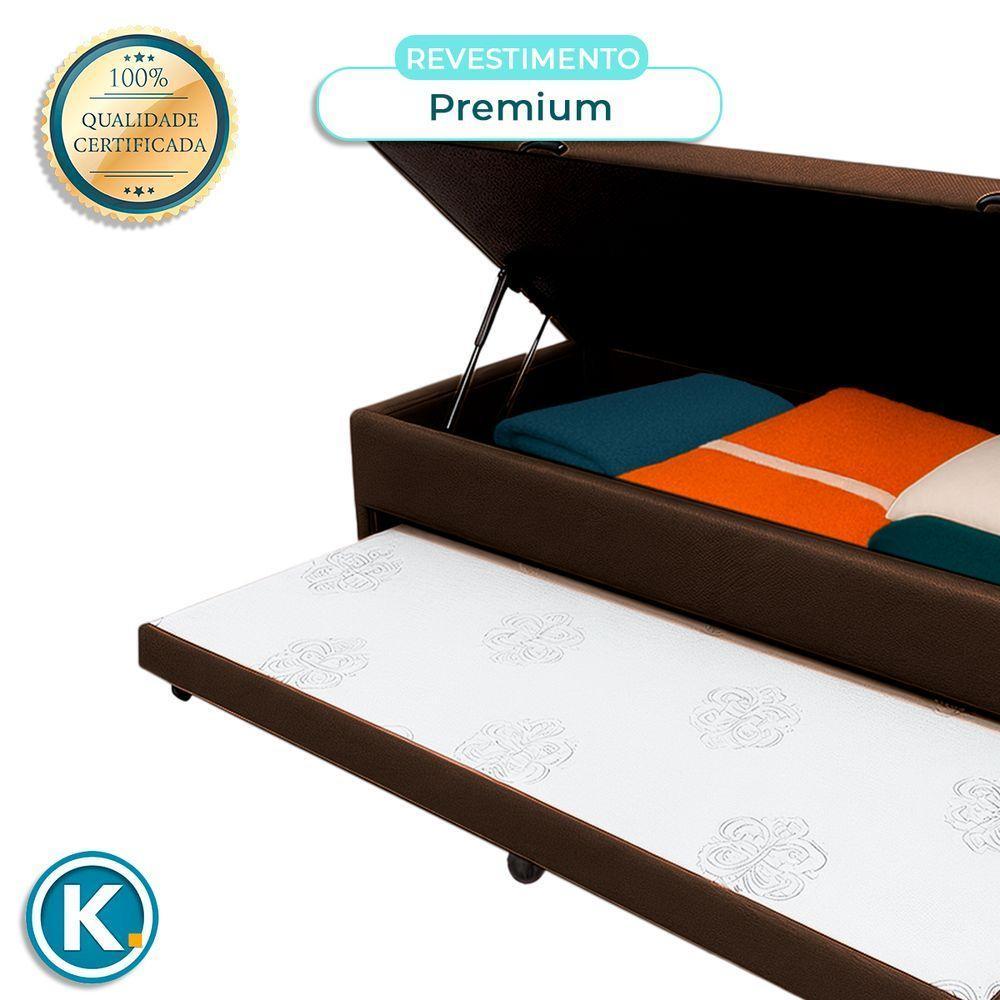 Bicama Com Baú Solteiro Viena Nature Marrom 88x188 - 4