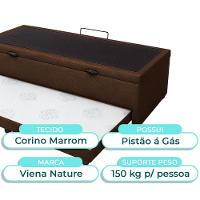Bicama Com Baú Solteiro Viena Nature Marrom 88x188 - 2