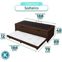 Bicama Com Baú Solteiro Viena Nature Marrom 88x188 - 5