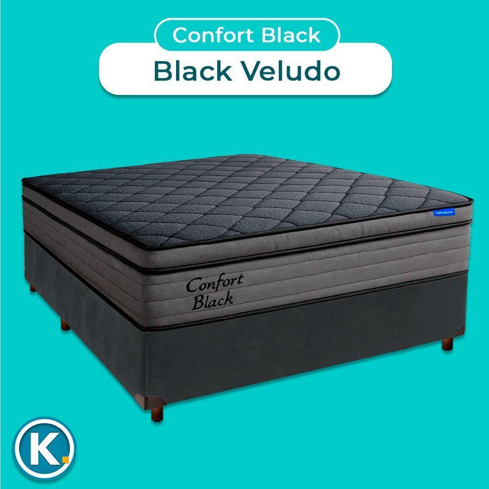 Cama Box Cinza+colchão Casal Confort Black Espuma Ortobom - 4