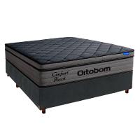 Cama Box Cinza+colchão Casal Confort Black Espuma Ortobom - 1