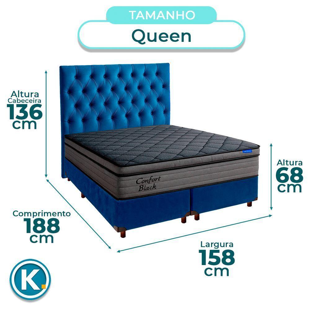 Cama Box Azul+cabeceira+colchão Queen Confort Black Ortobom - 3