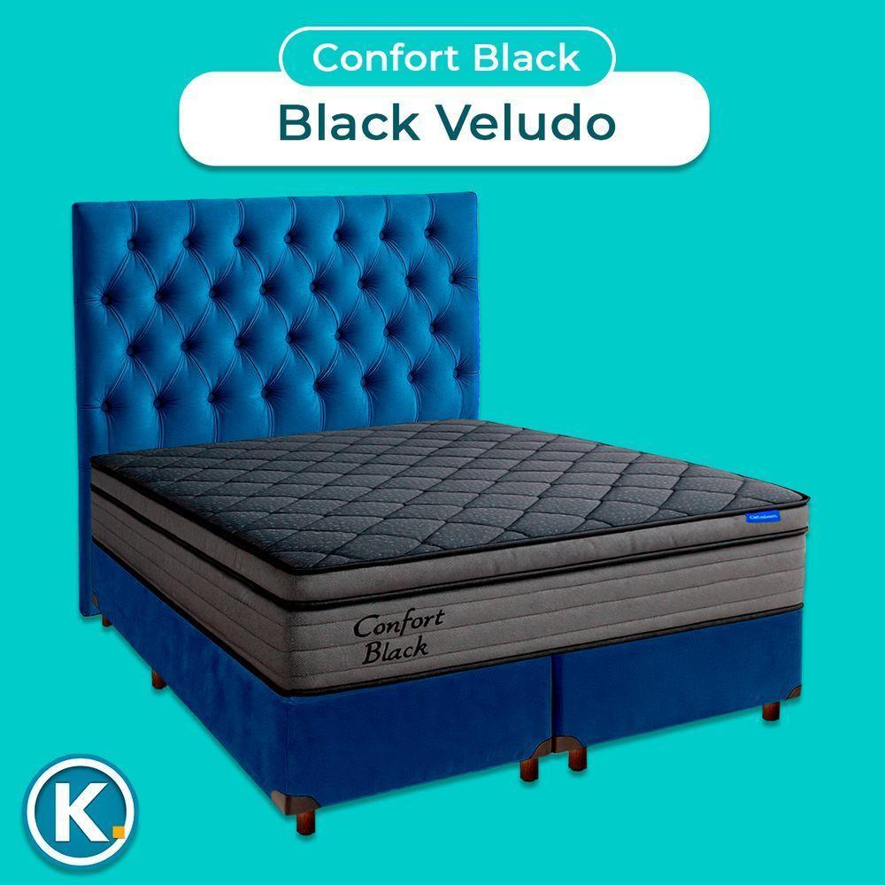 Cama Box Azul+cabeceira+colchão Queen Confort Black Ortobom - 4