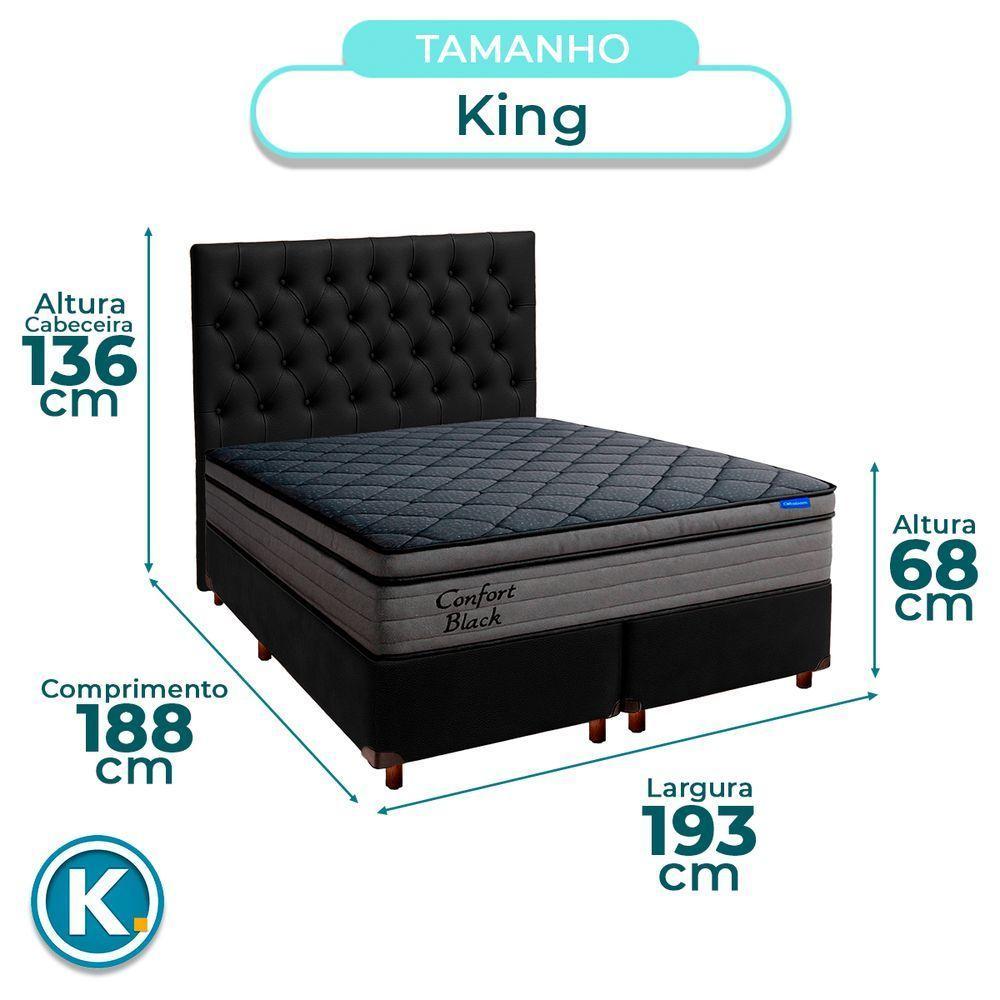 Cama Box Preto+cabeceira+colchão King Confort Black Ortobom - 3