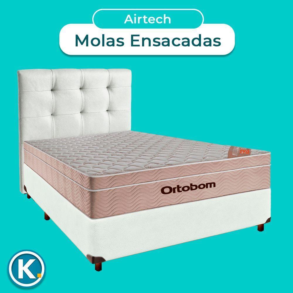 Conjunto Cama Box Branco Casal + Colchão Molas Ensacadas Airtech Ortobom + Cabeceira - 4