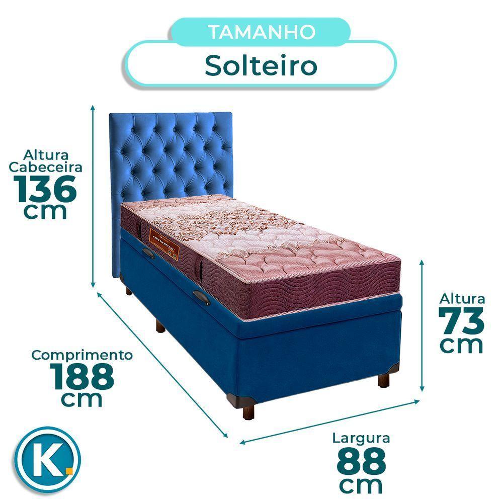 Cama Box Bau + Colchão Solteiro D26 Ortophedic Sankonfort + Cabeceira Estofada - 3
