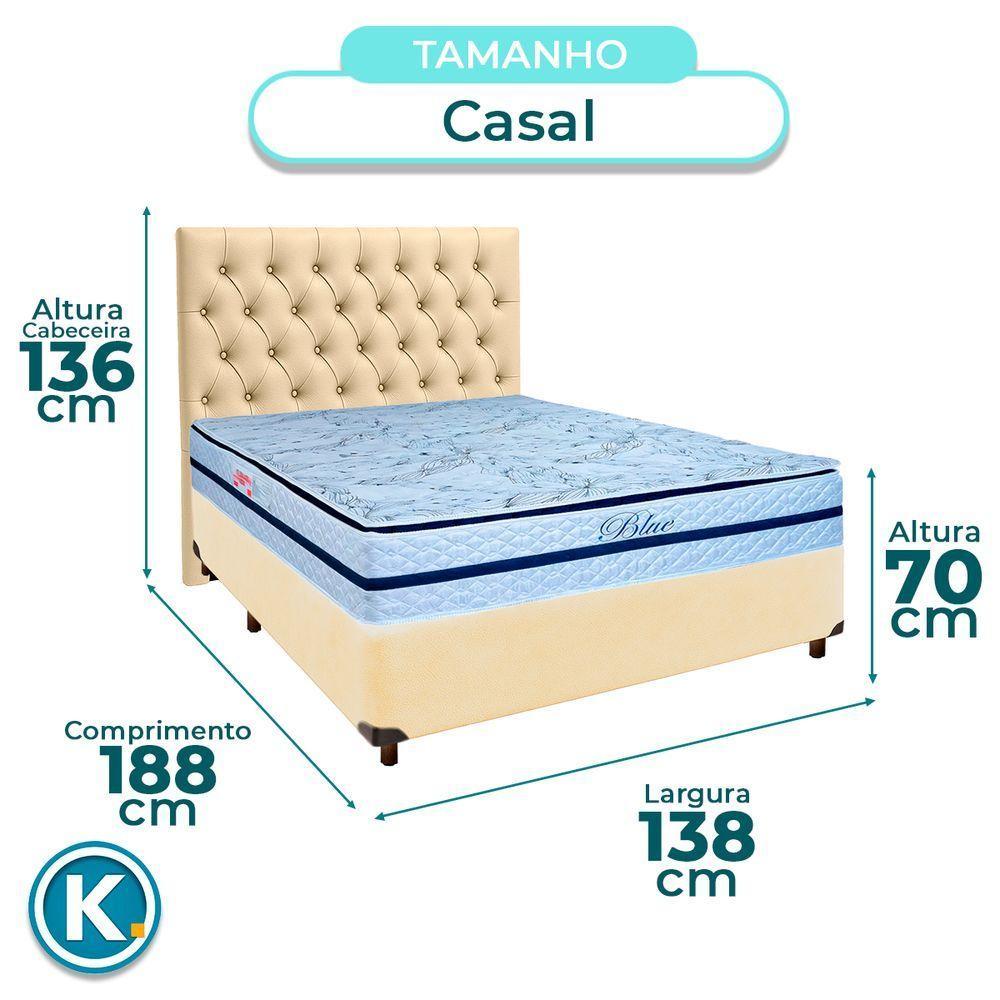 Kit Cama Box + Cabeceira + Colchão Casal Molas Ensacadas - Blue - Paropas - 3