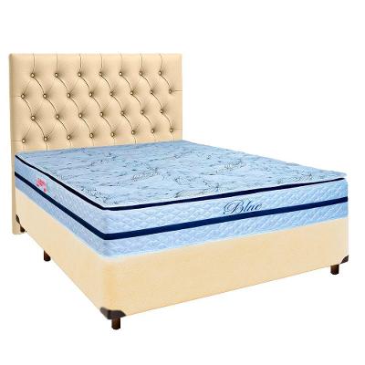 Kit Cama Box + Cabeceira + Colchão Casal Molas Ensacadas - Blue - Paropas