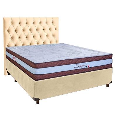 Kit Cabeceira + Cama Box + Colchão Casal Molas Ensacadas Legaccy Paropas