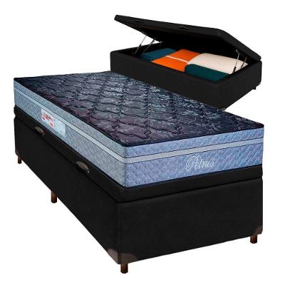 Conjunto Cama Box Bau Blindado Solteiro + Colchão Molas Ensacadas Petrus Paropas