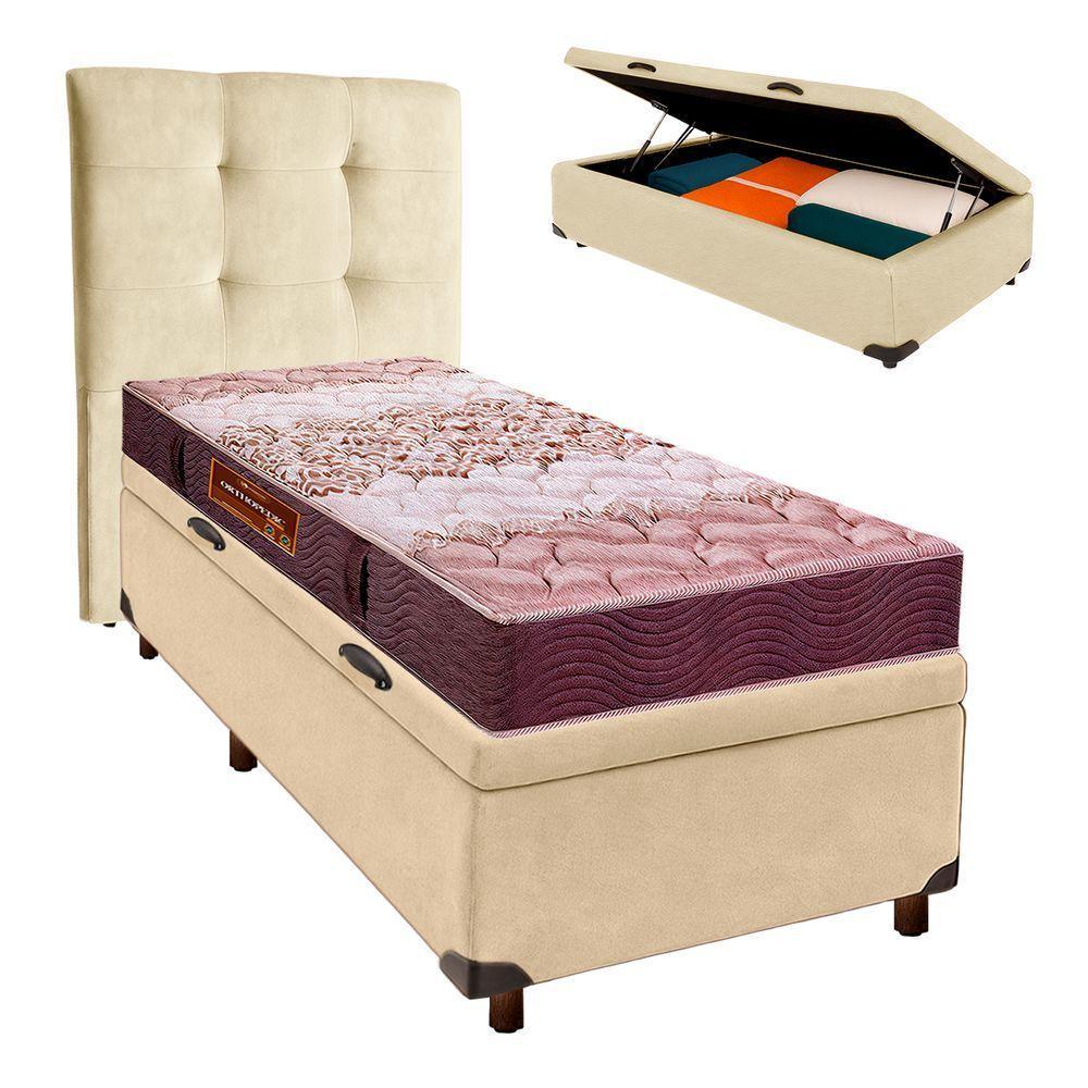 Kit Cama Box Bau + Cabeceira + Colchão Solteiro D26 - Ortophedic - Sankonfort - 1
