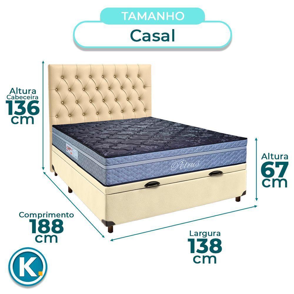 Kit Cama Box Bau + Cabeceira + Colchão Casal Molas Ensacadas - Petrus - Paropas - 3